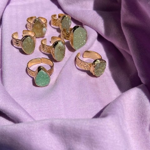 Druzy Kristal Doğal Taş Yüzük