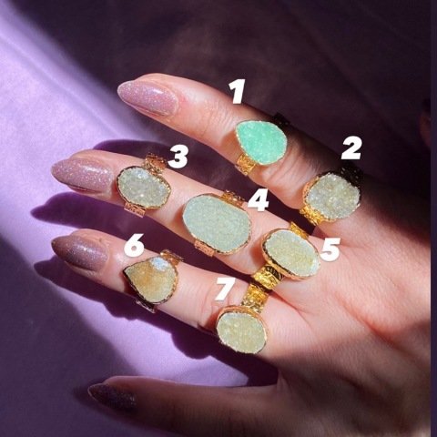 Druzy Kristal Doğal Taş Yüzük